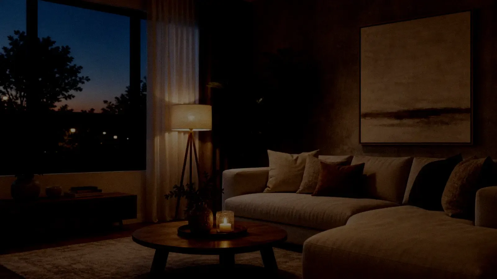 low light interior photo before and after AI photo quality enhancement before