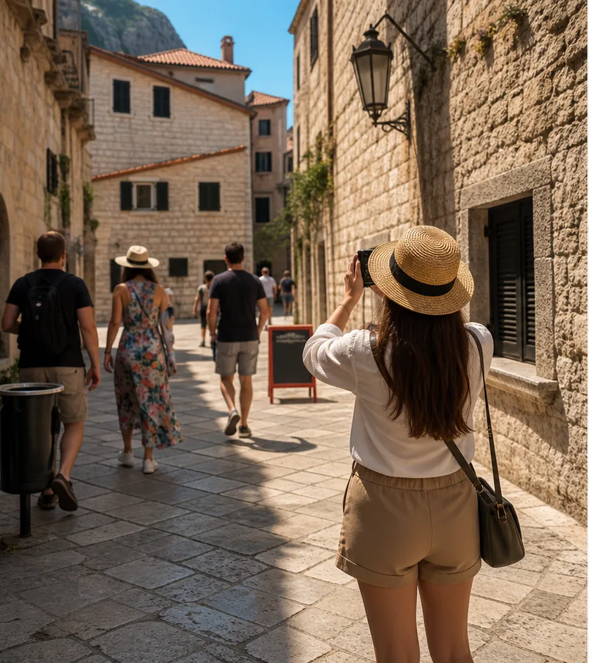 travel photo with people selected for cleanup