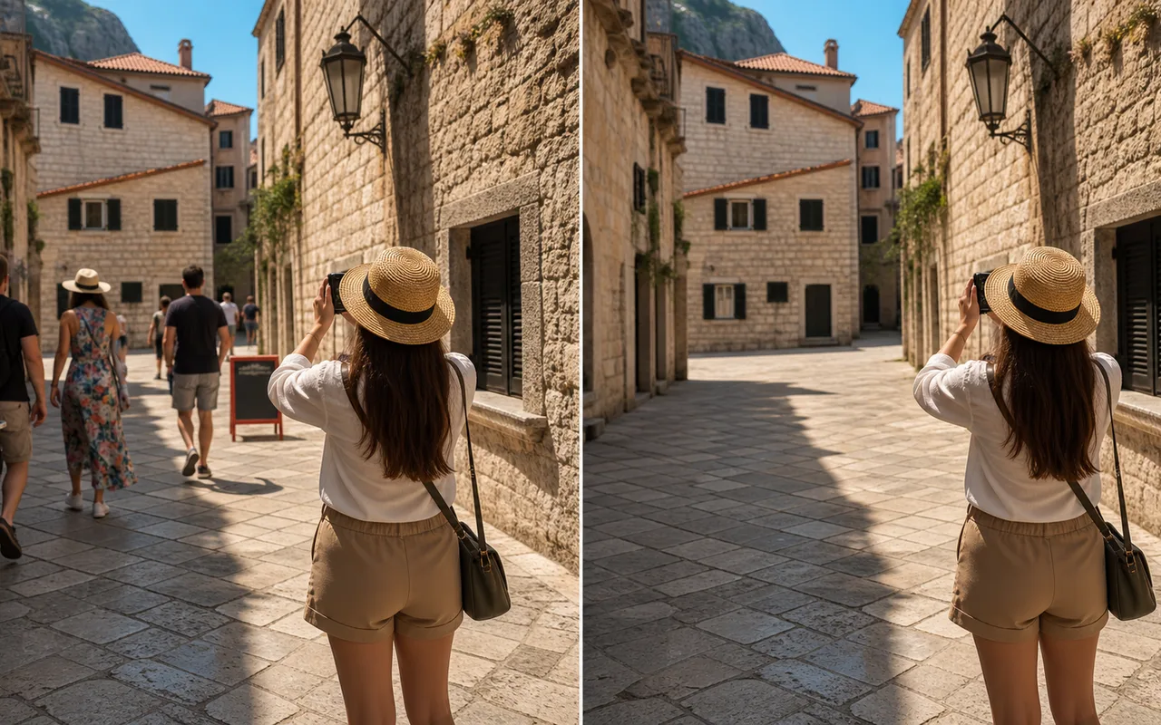 travel photo cleanup before and after sample