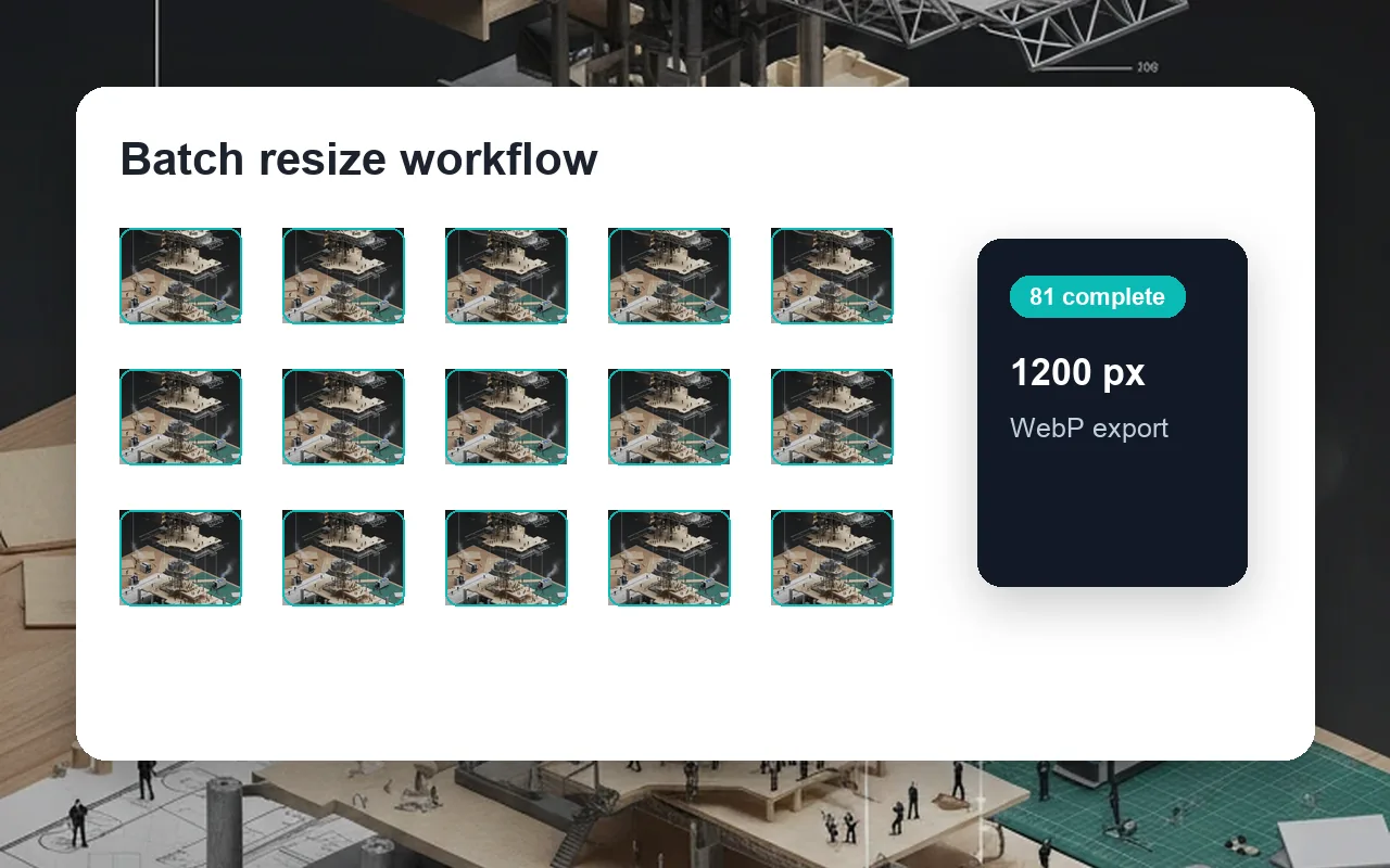 product catalog before and after batch resizing after