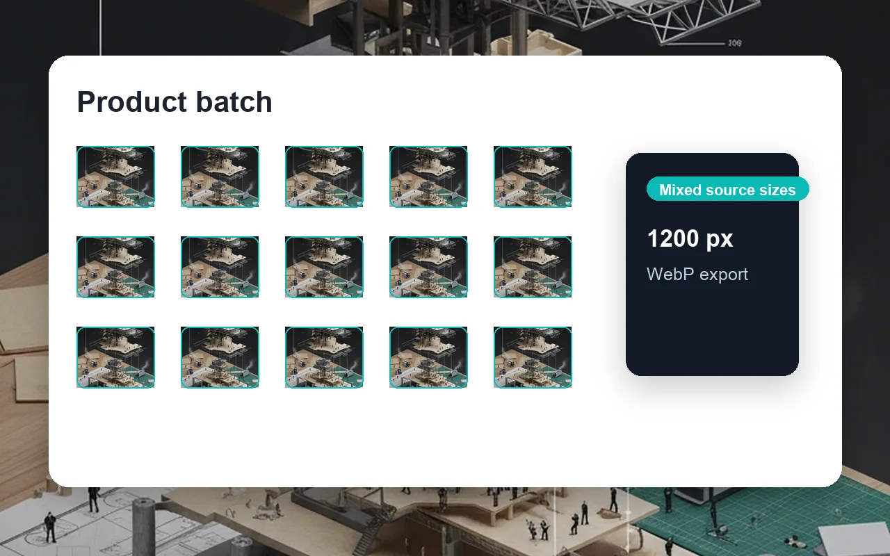 product catalog before and after batch resizing before