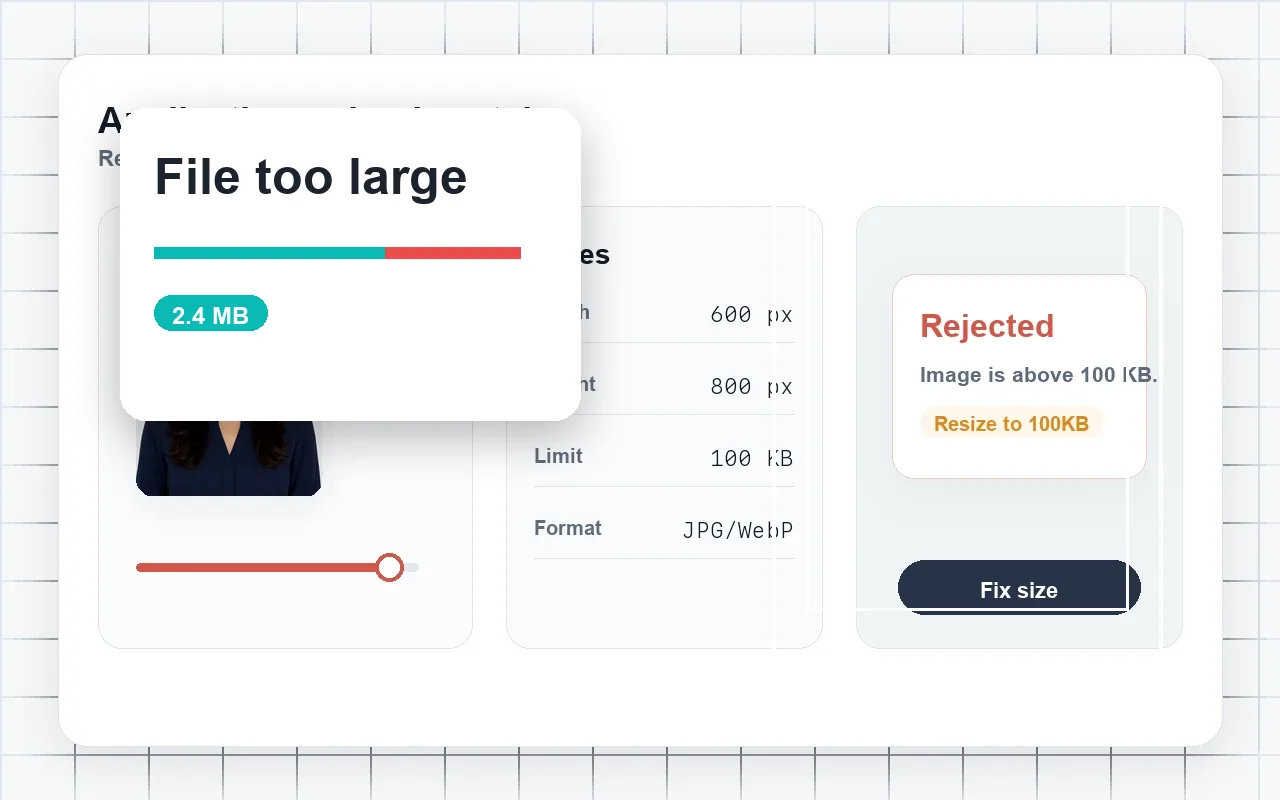 passport upload before and after target KB resizing before