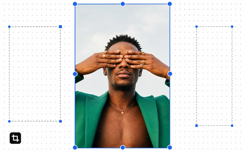 Image resizer preview with crop handles and size controls